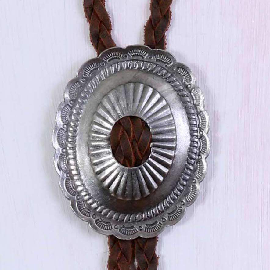 VN106 - Vestige Braided Brown Bomber Concho Necklace - Double J Saddlery