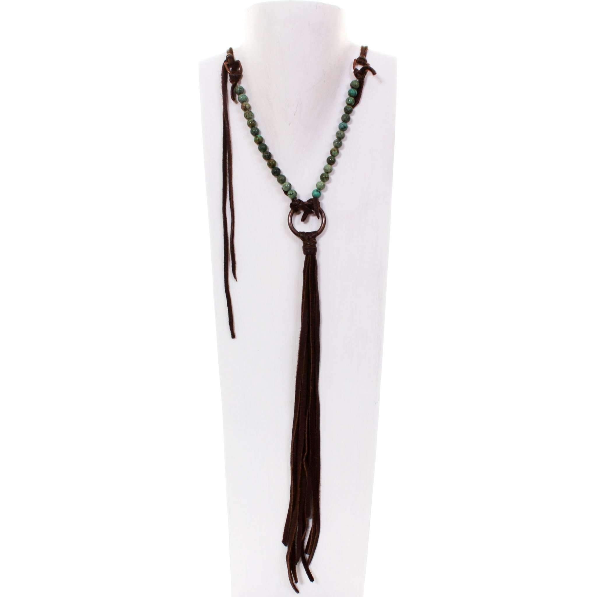 VN12 - Vestige Chocolate Elk Skin Necklace - Double J Saddlery