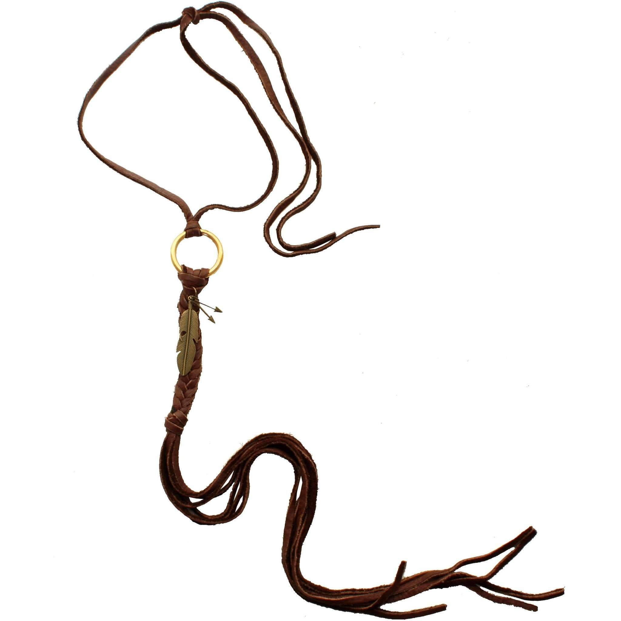 VN16 - Vestige Chocolate Elk Skin Necklace - Double J Saddlery