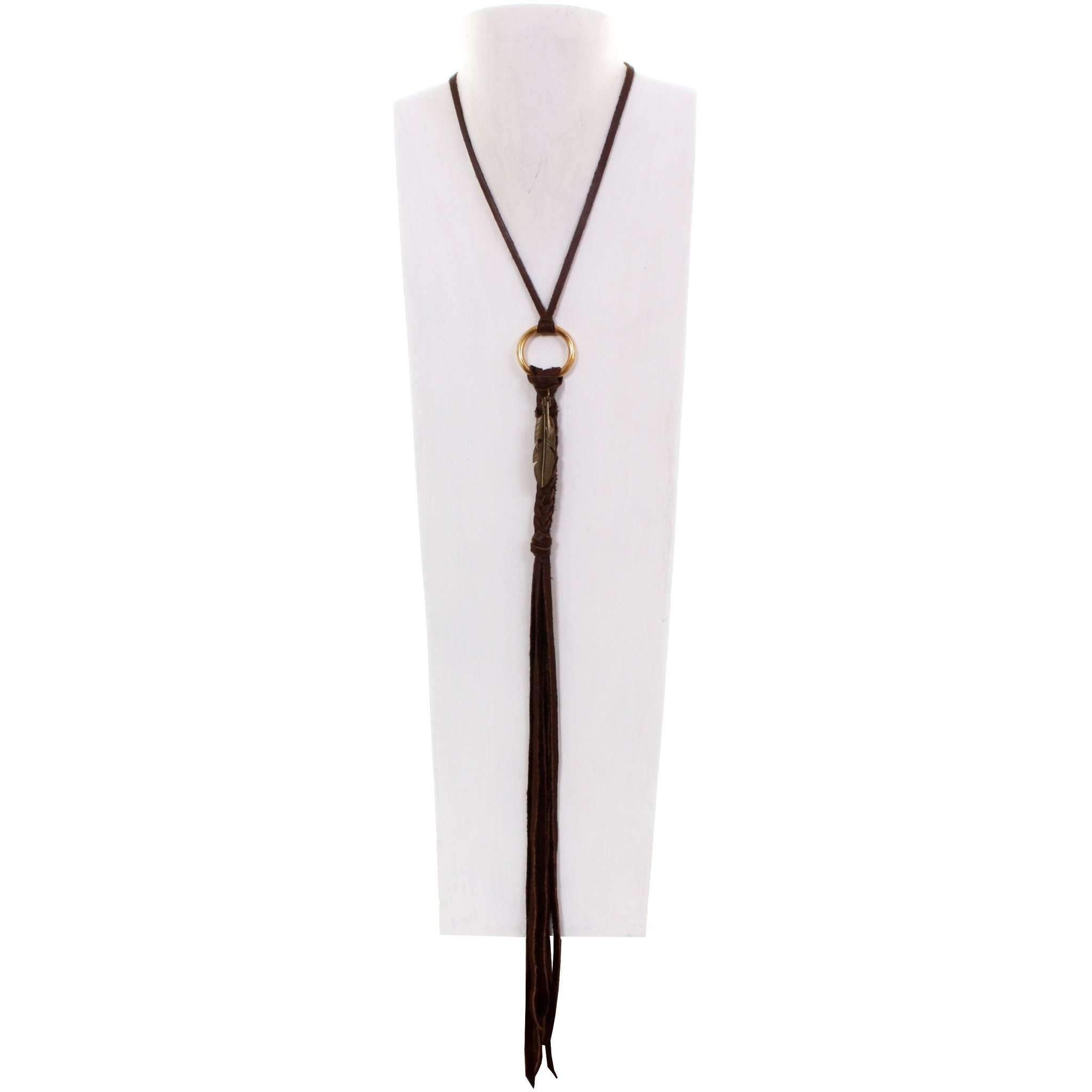 VN16 - Vestige Chocolate Elk Skin Necklace - Double J Saddlery