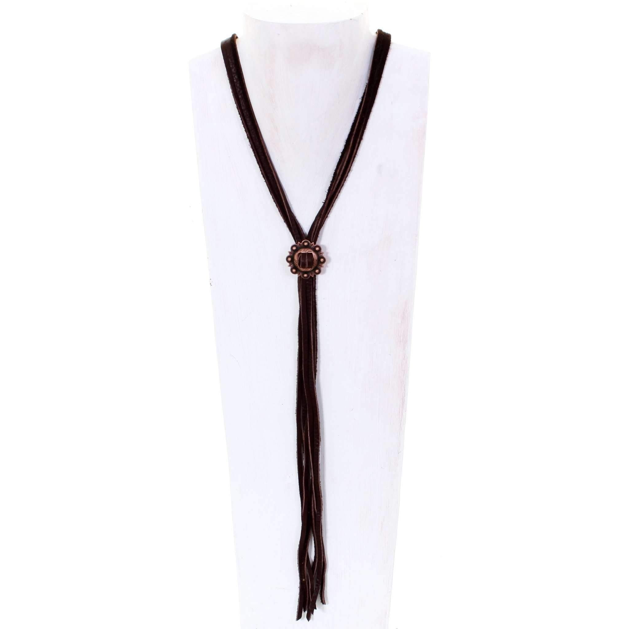 VN50 - Vestige Chocolate Elk Skin Necklace - Double J Saddlery