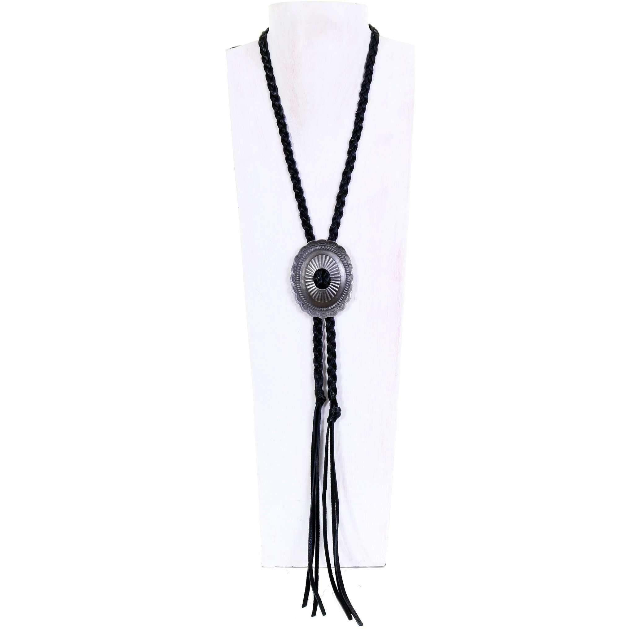 VN99 - Vestige Braided Black Chap Concho Necklace - Double J Saddlery