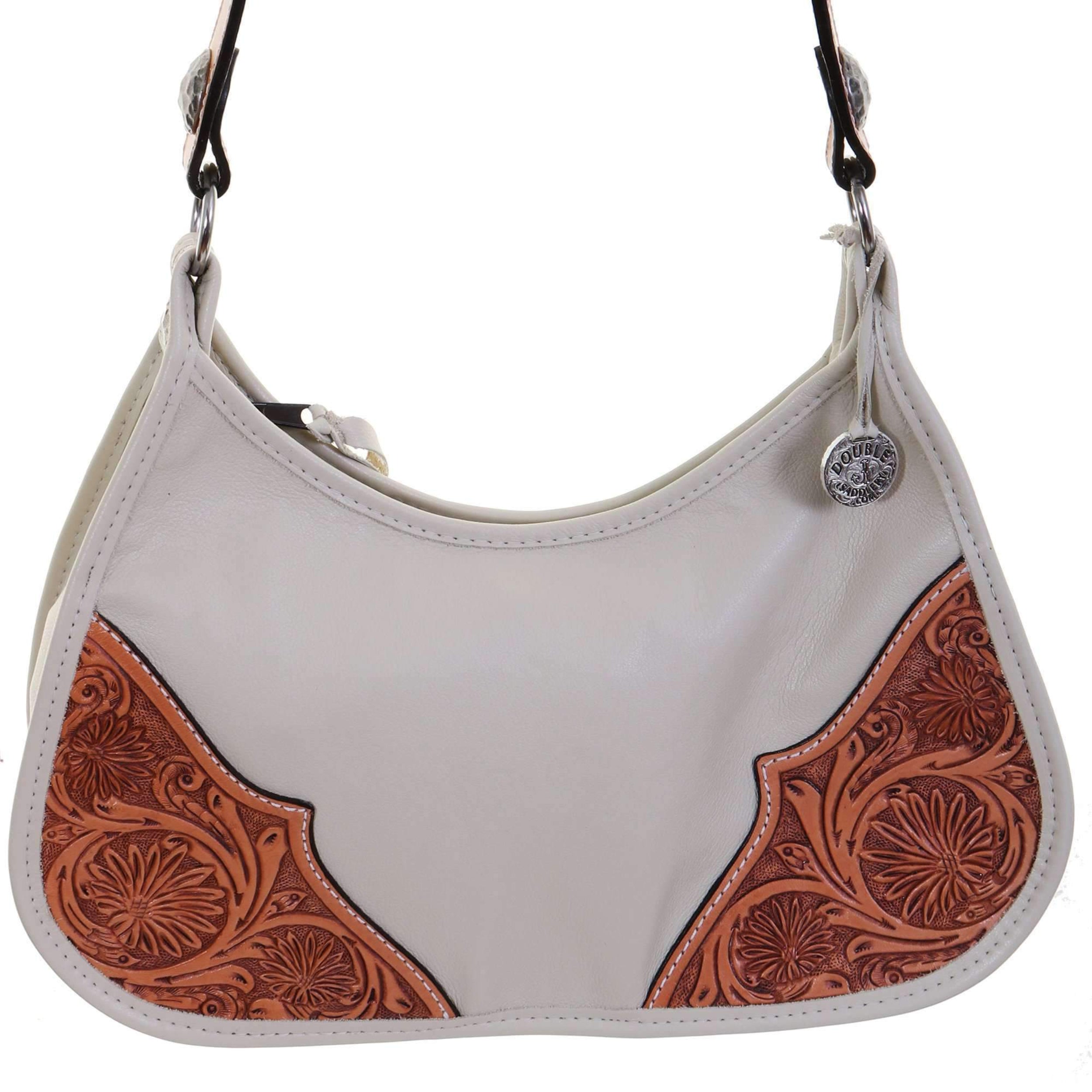 XLDJ85 - Egg Shell Daisy Tooled Purse - Double J Saddlery