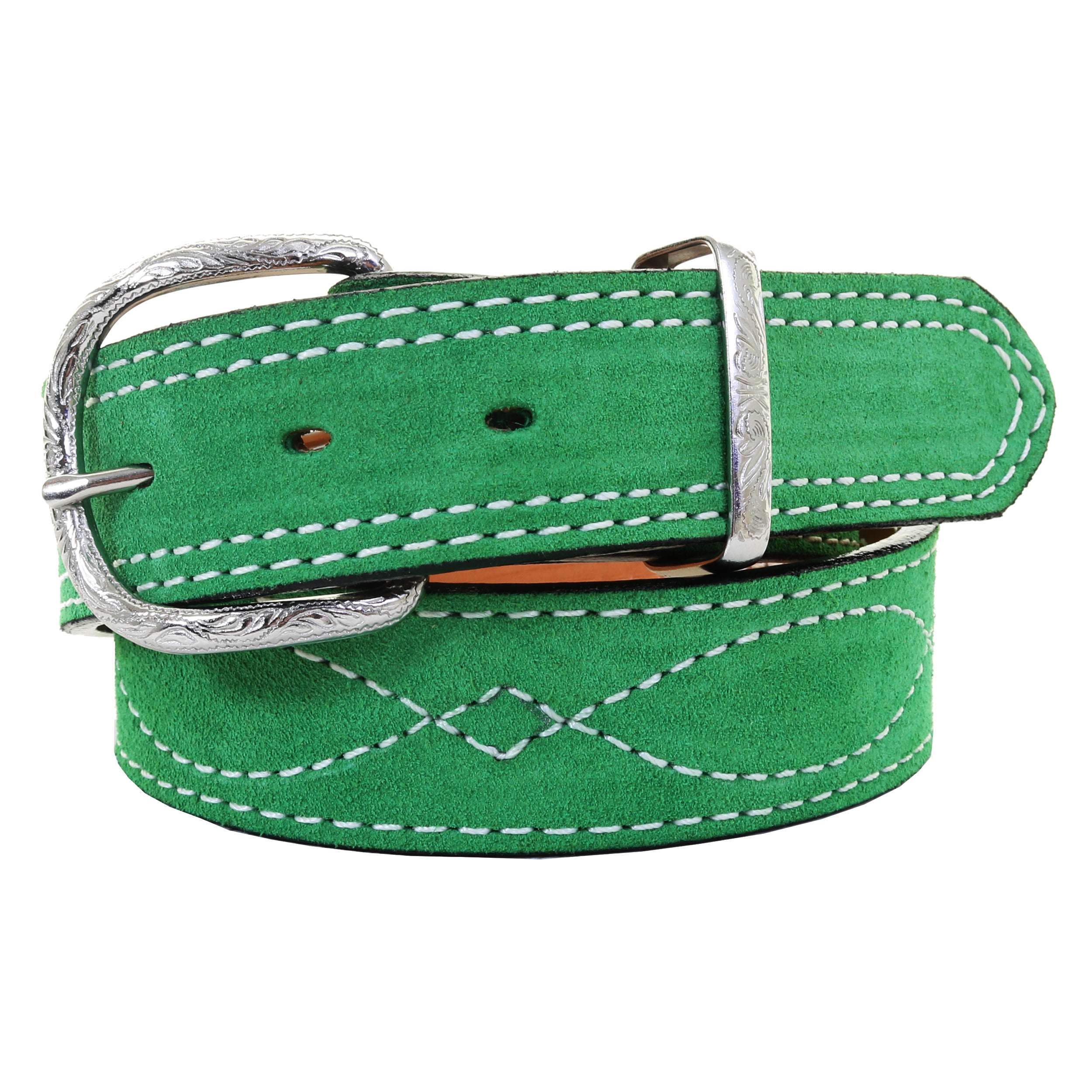 B1226 - Grass Green Suede Belt - Double J Saddlery
