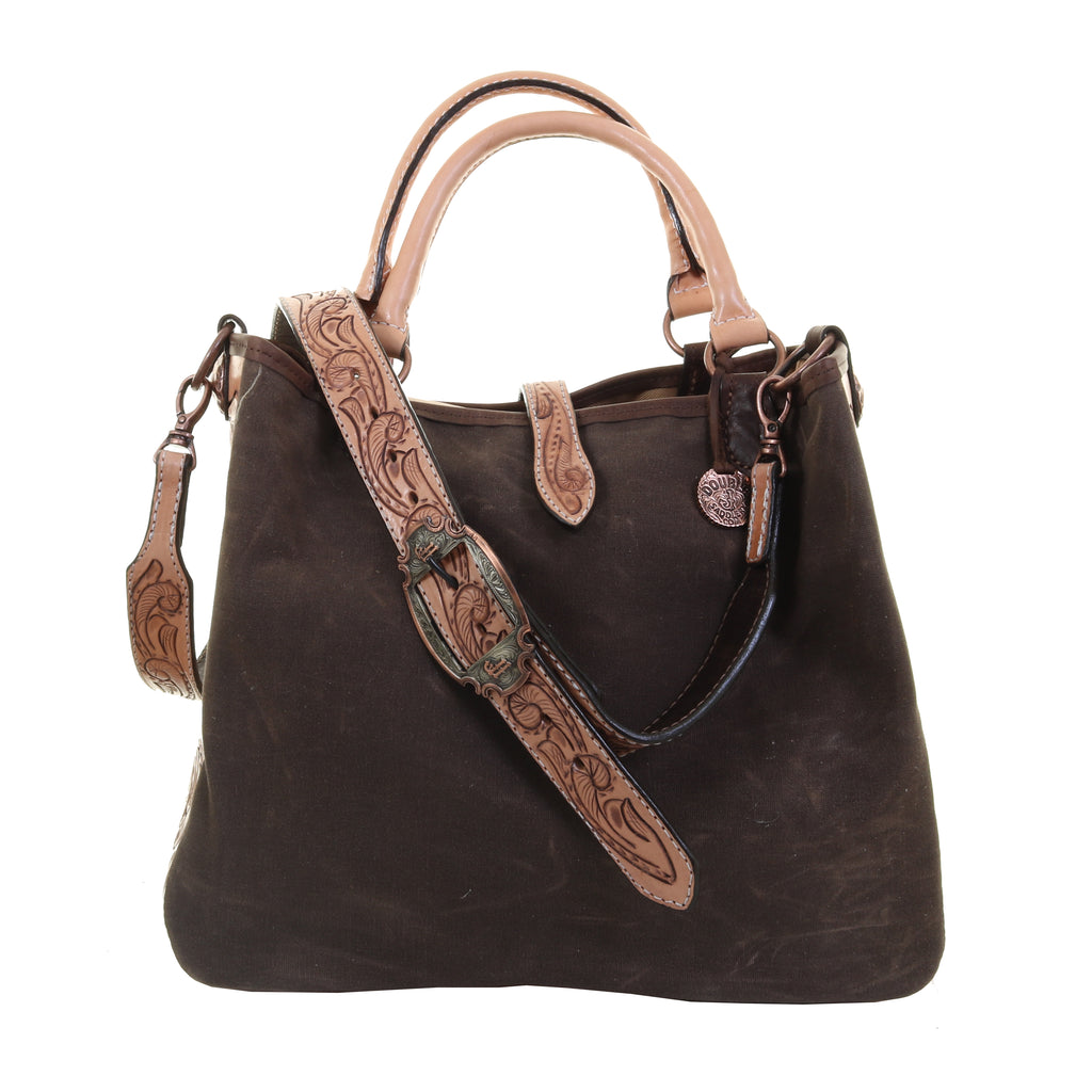 CVT02 - Brown Canvas Tooled Tote