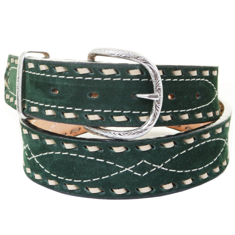 B1199B - Forest Green Suede Belt - Double J Saddlery