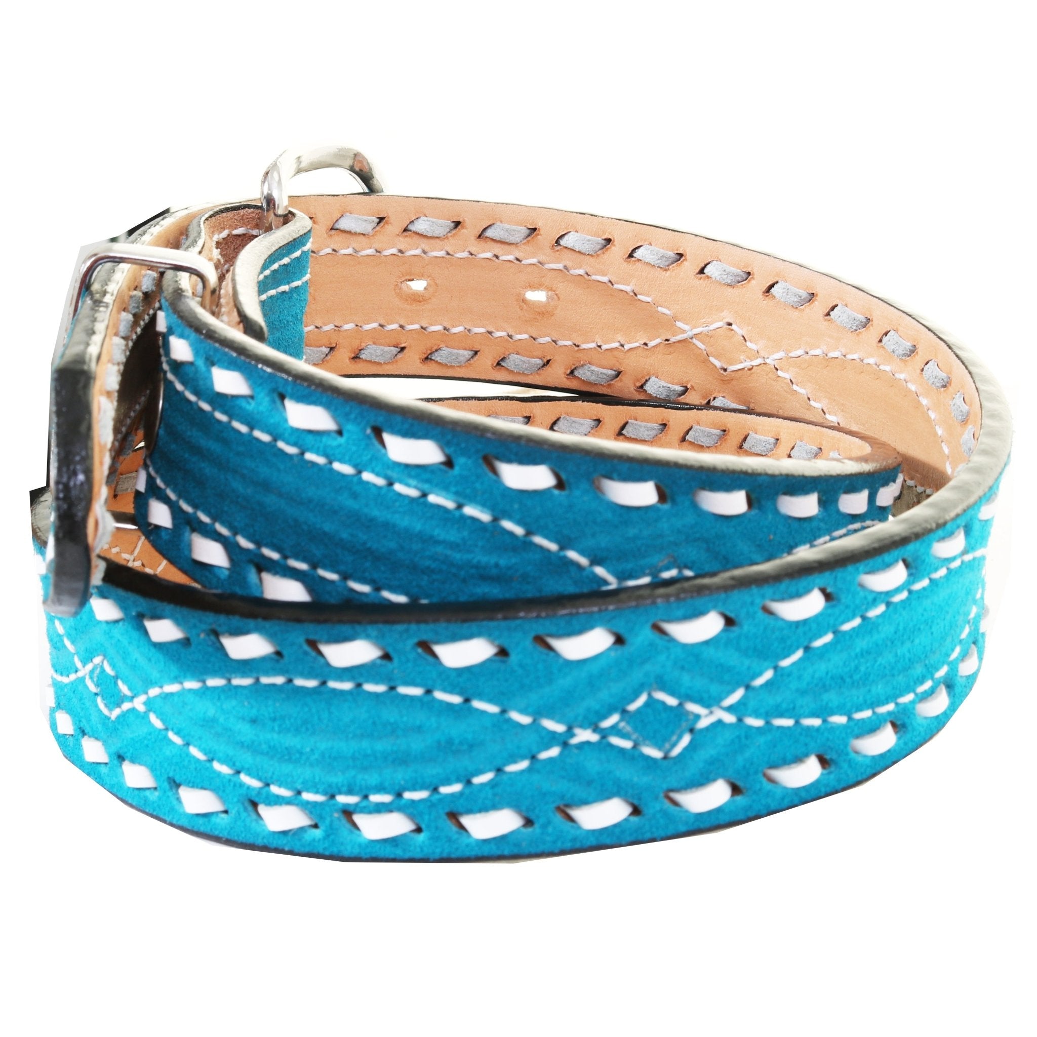 B1225A - Turquoise Blue Suede Belt - Double J Saddlery