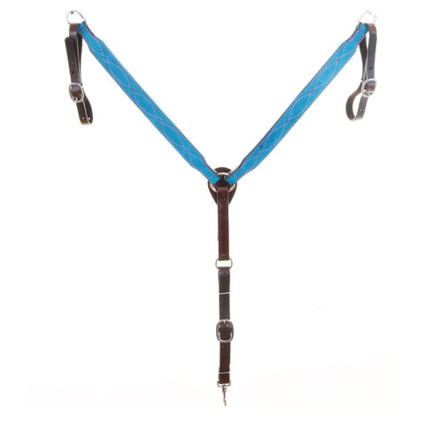 BC1179A - Turquoise Blue Suede Breast Collar - Double J Saddlery