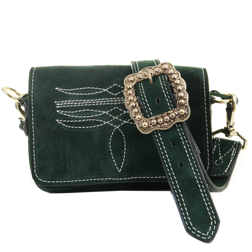 BUM11 - Forest Green Suede Bum Bag - Double J Saddlery