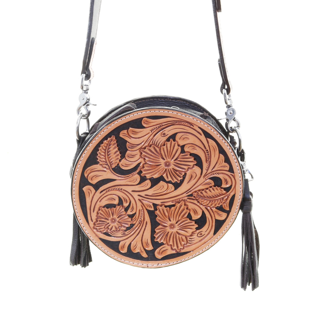 CRT18A - Sheridan Hand Tooled Circle Tote - Double J Saddlery