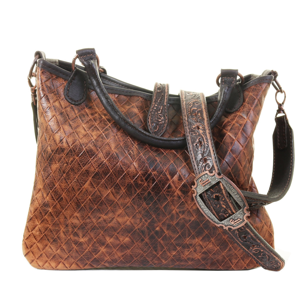 CVT04 - Diamond Weave Tooled Tote - Double J Saddlery