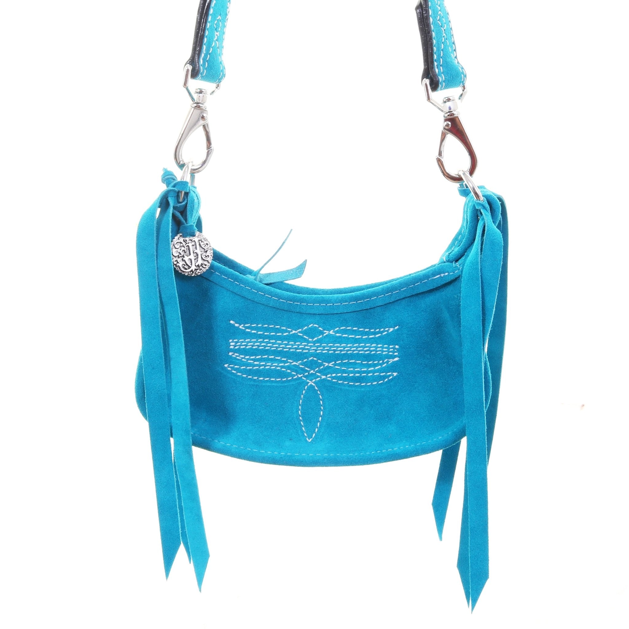 DJ01 - Turquoise Suede Bootstitch Purse - Double J Saddlery