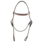 H033B - Brown Rough Out Studded Headstall - Double J Saddlery