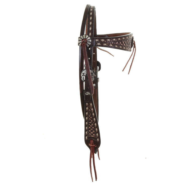 Elegant Brown Tooled Headstall | Double J Custom Design