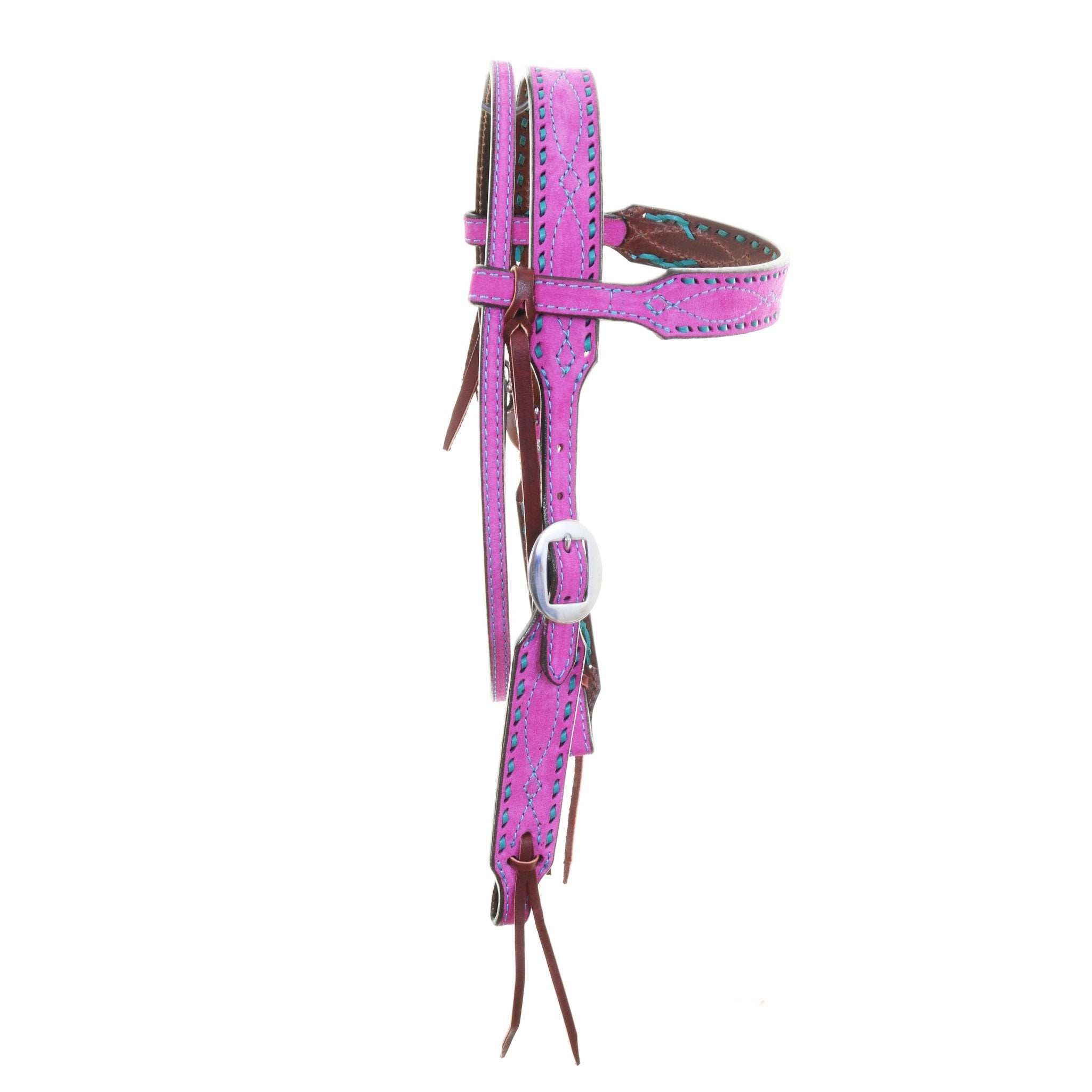 H1283HPT - Hot Pink Suede Headstall - Double J Saddlery