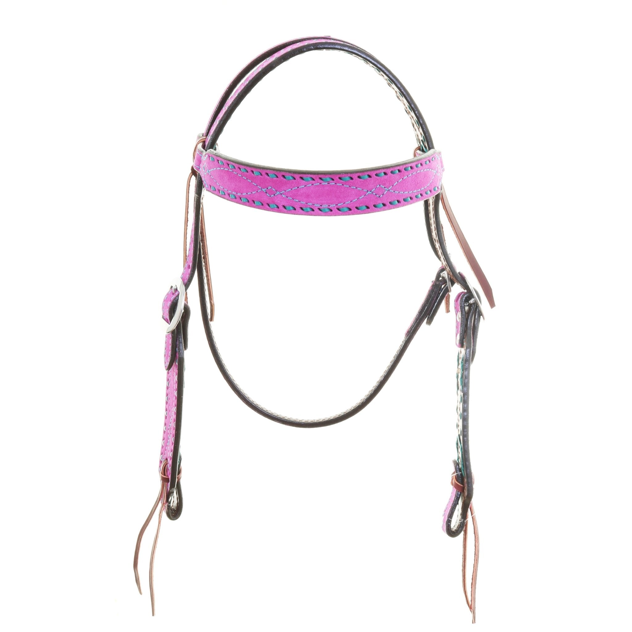 H1283HPT - Hot Pink Suede Headstall - Double J Saddlery