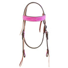 H1283HPW - Hot Pink Suede Headstall - Double J Saddlery