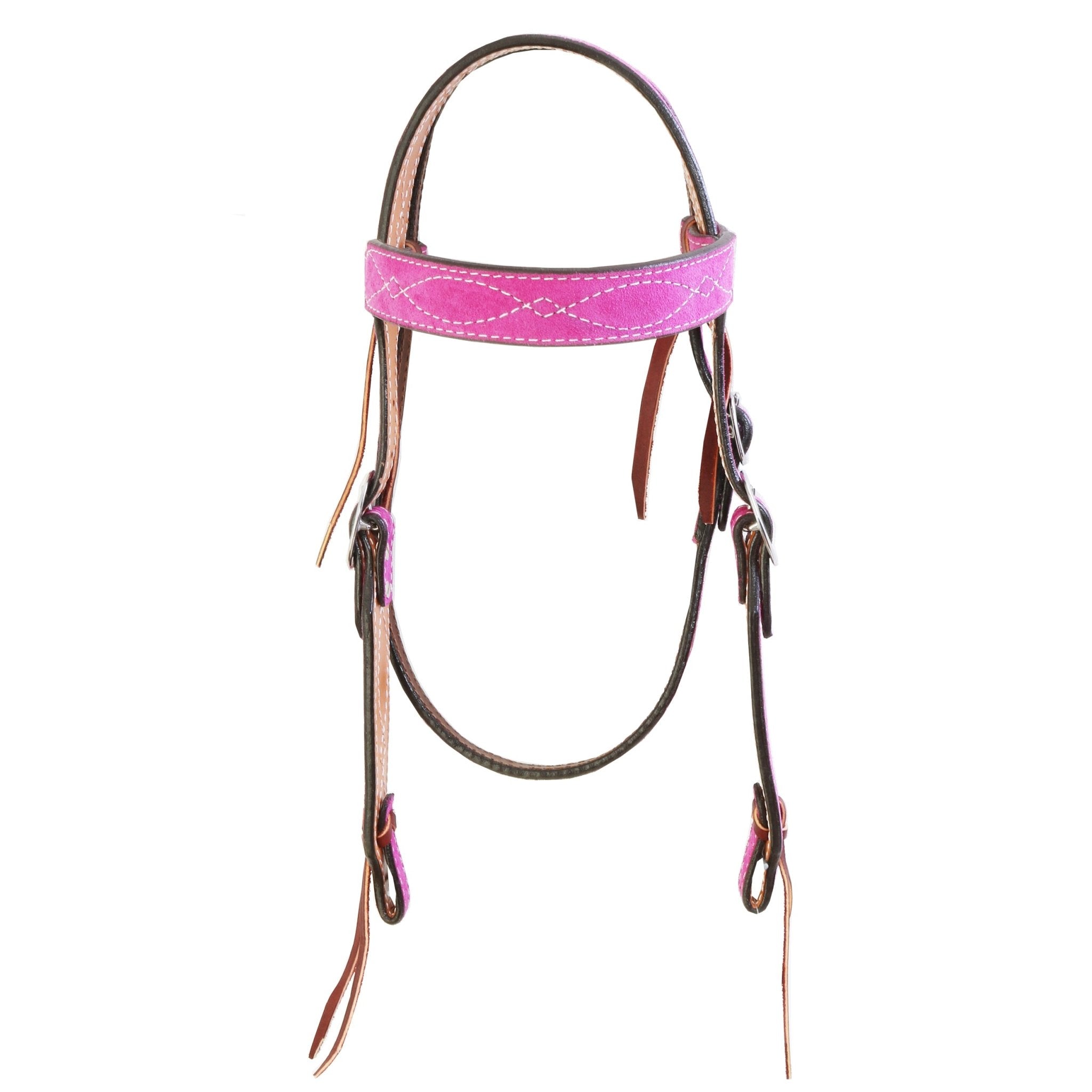 H1283HPW - Hot Pink Suede Headstall - Double J Saddlery