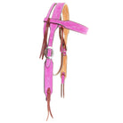 H1283HPW - Hot Pink Suede Headstall - Double J Saddlery