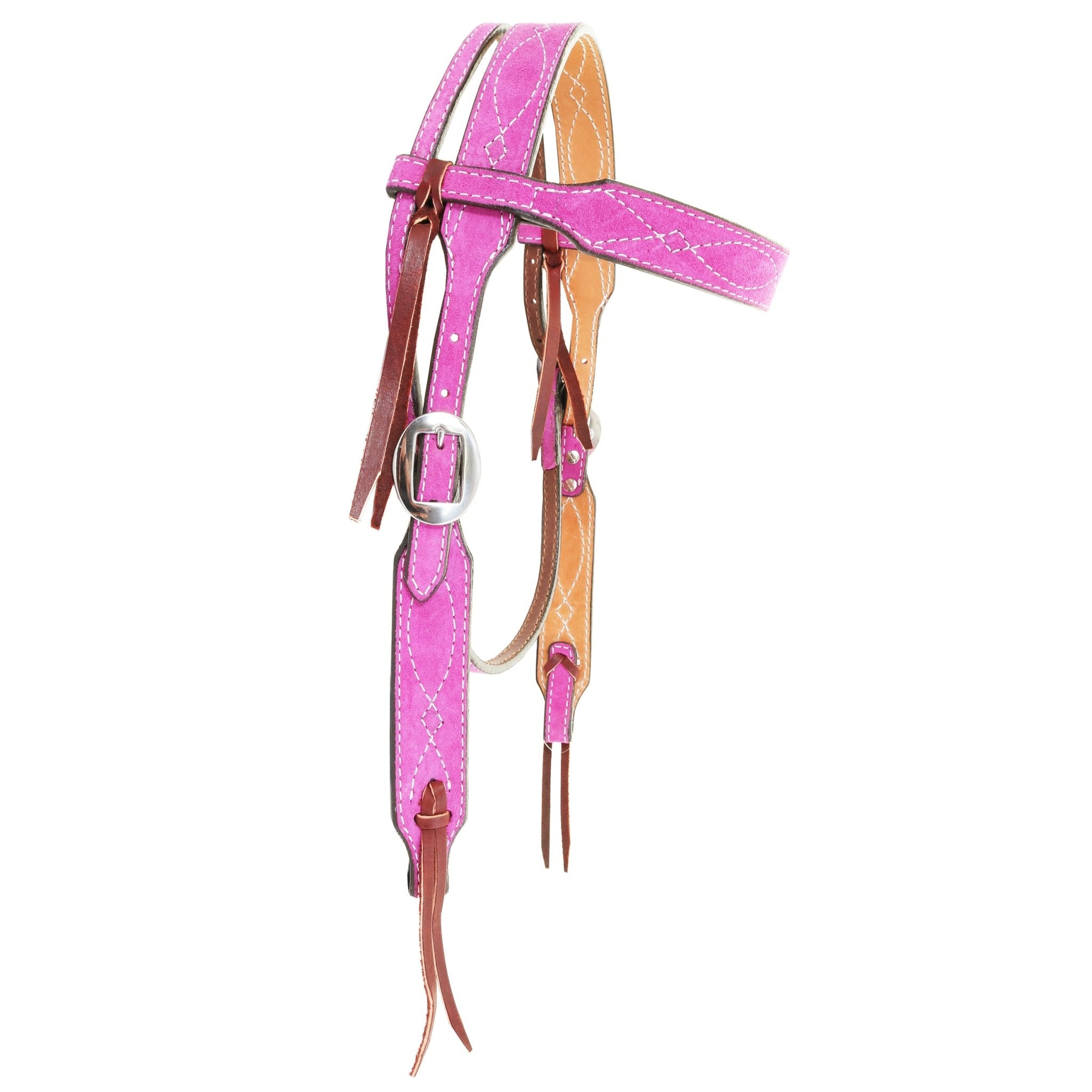 H1283HPW - Hot Pink Suede Headstall - Double J Saddlery