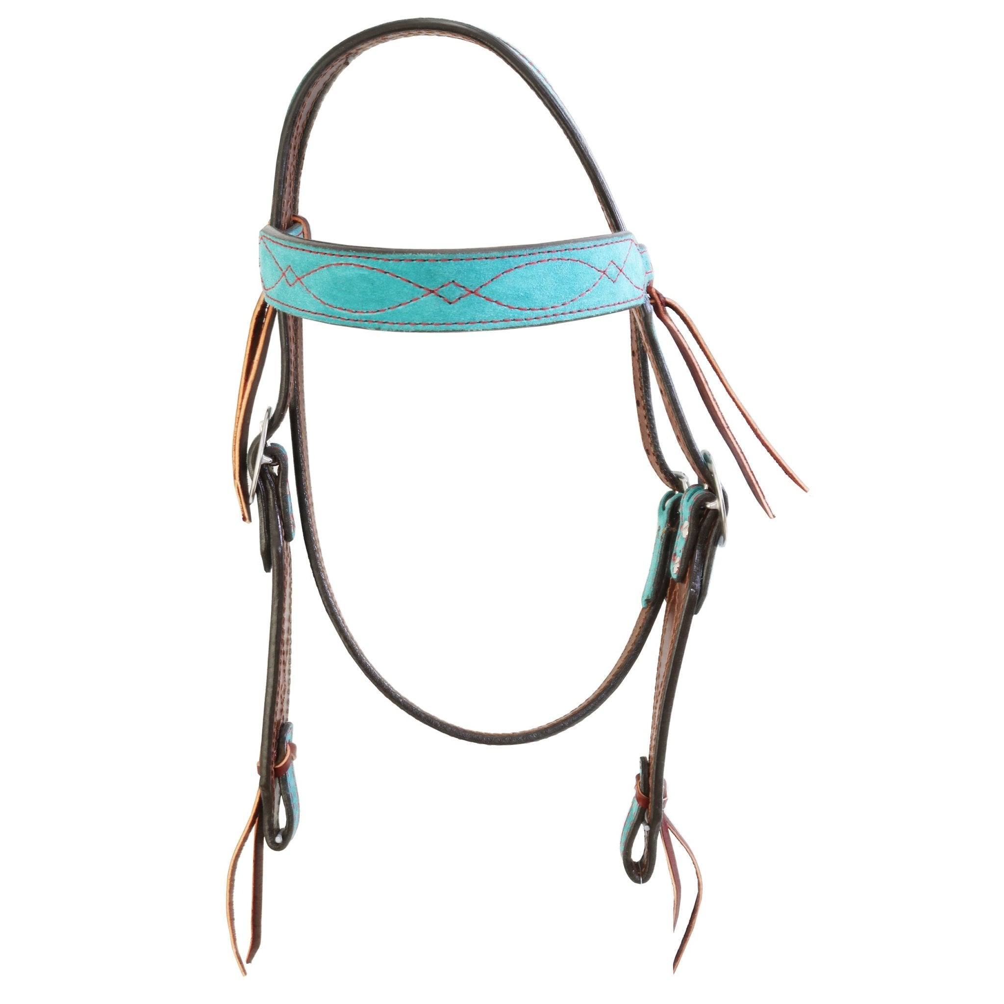 H1283TGR - Turquoise Green Suede Headstall - Double J Saddlery