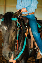 H1283TGW - Turquoise Green Suede Headstall - Double J Saddlery