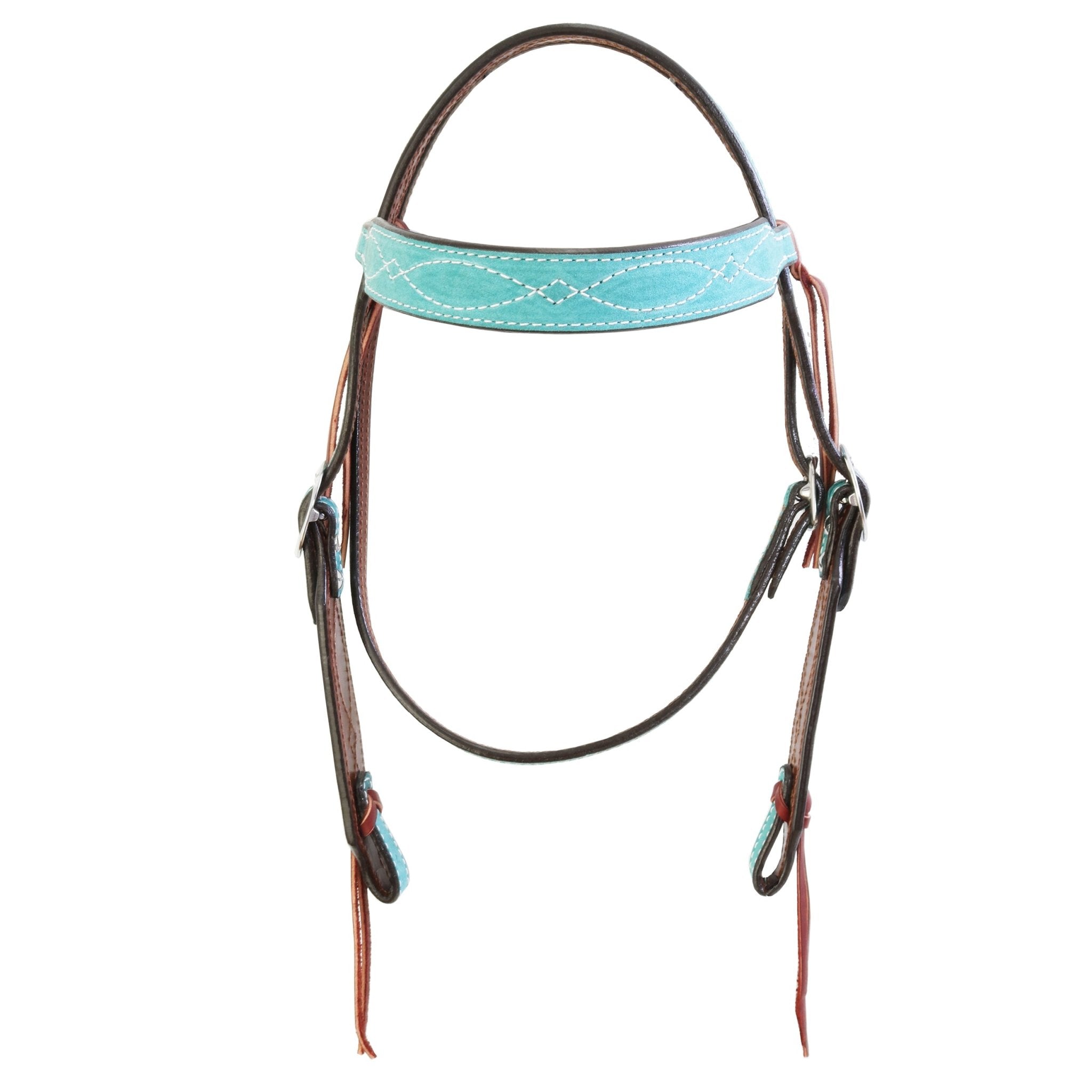 H1283TGW - Turquoise Green Suede Headstall - Double J Saddlery