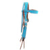 H1283TP - Turquoise Blue Suede Headstall - Double J Saddlery