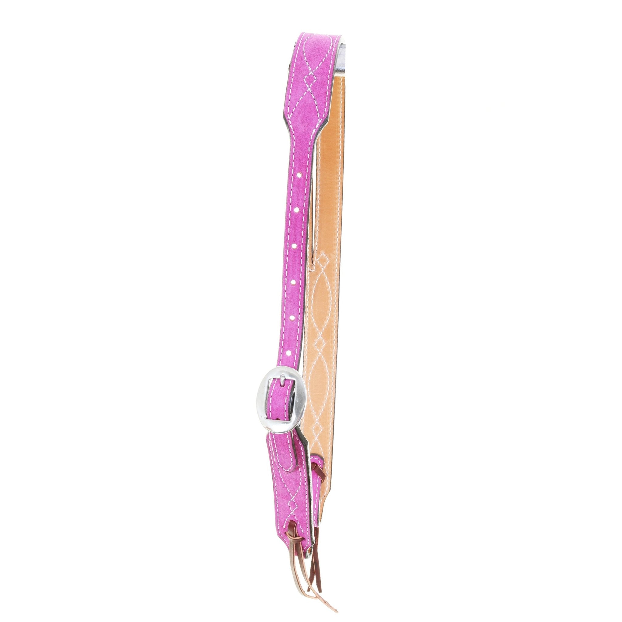 H1284HPW - Hot Pink Suede Split Ear Headstall - Double J Saddlery