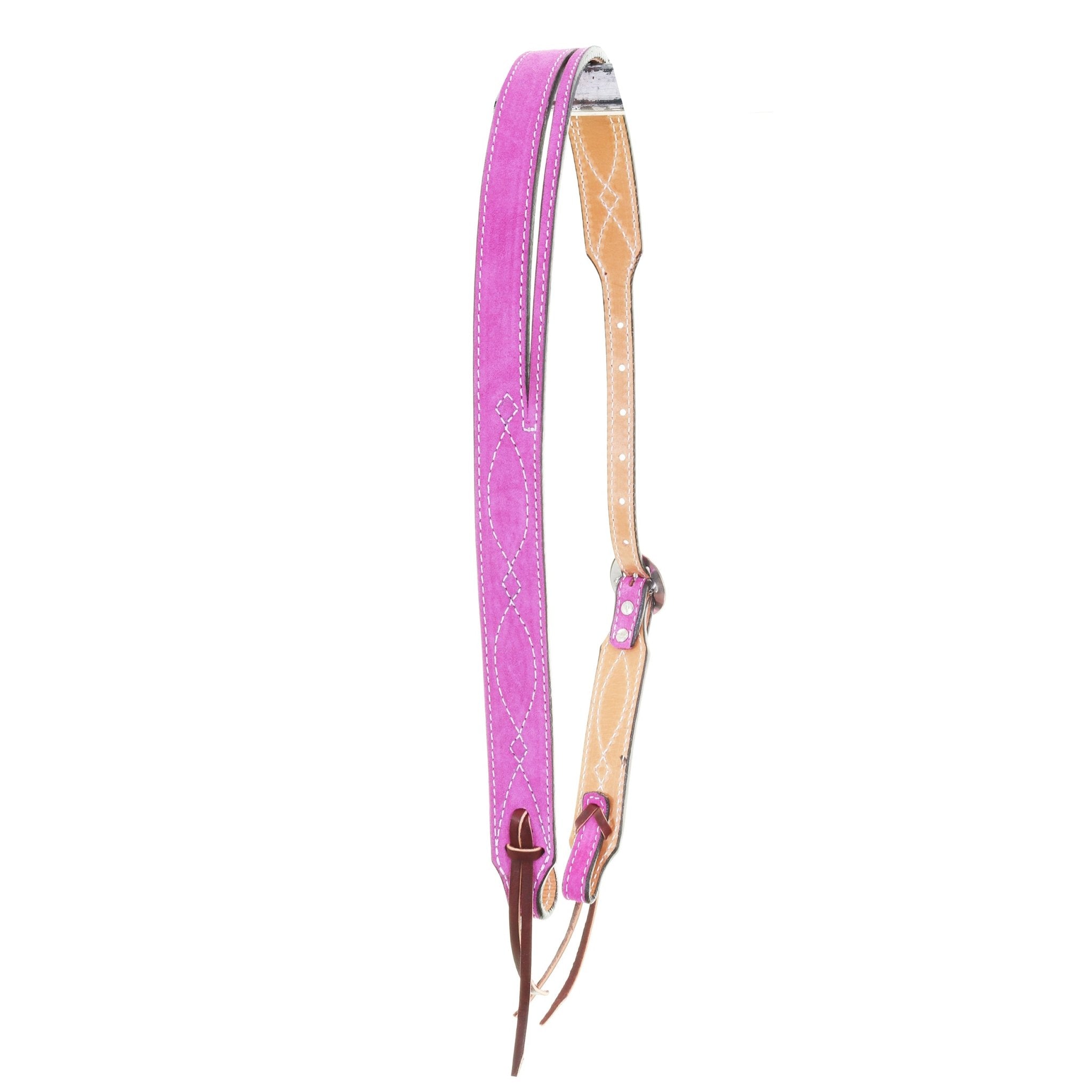 H1284HPW - Hot Pink Suede Split Ear Headstall - Double J Saddlery