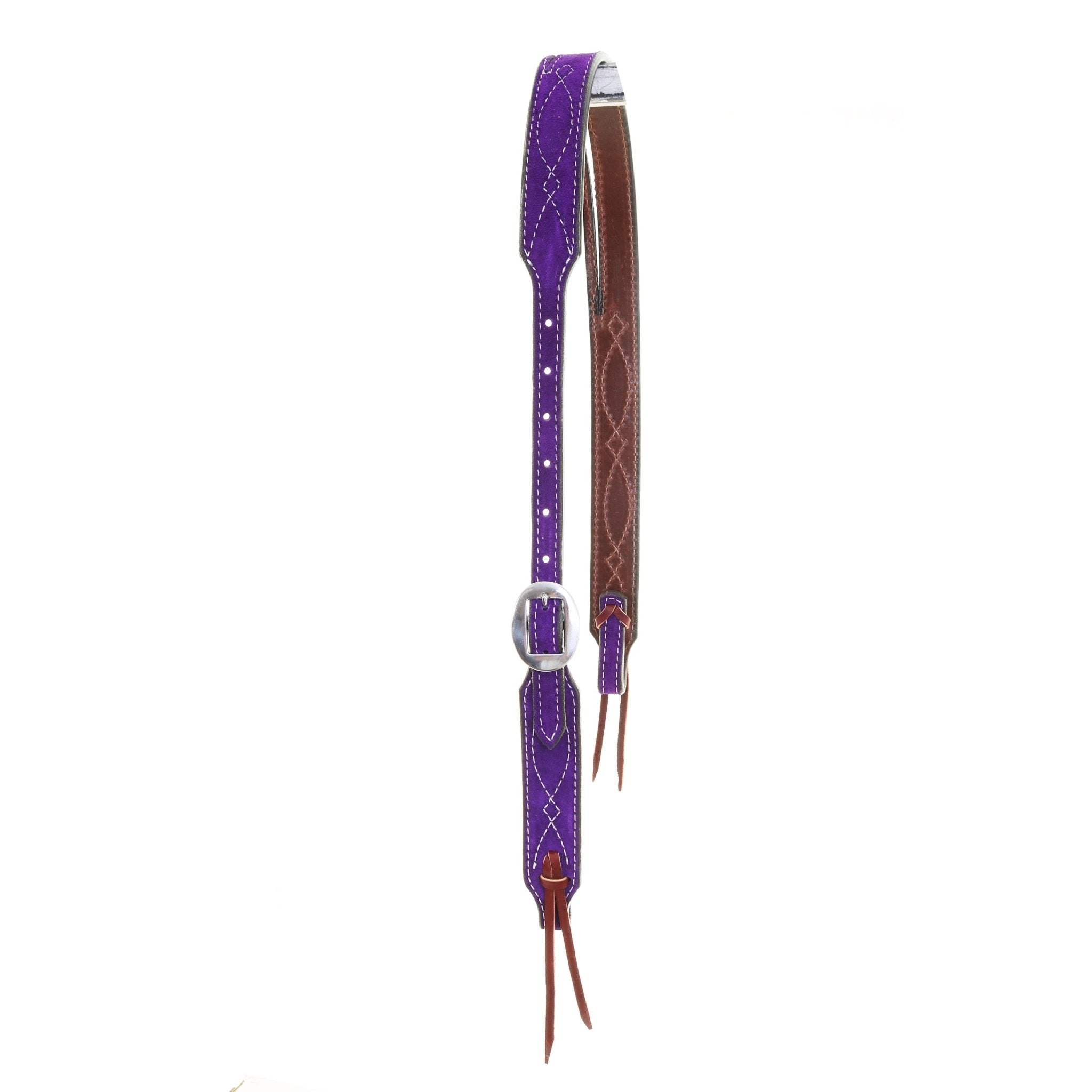 H1284PW - Purple Suede Split Ear Headstall - Double J Saddlery