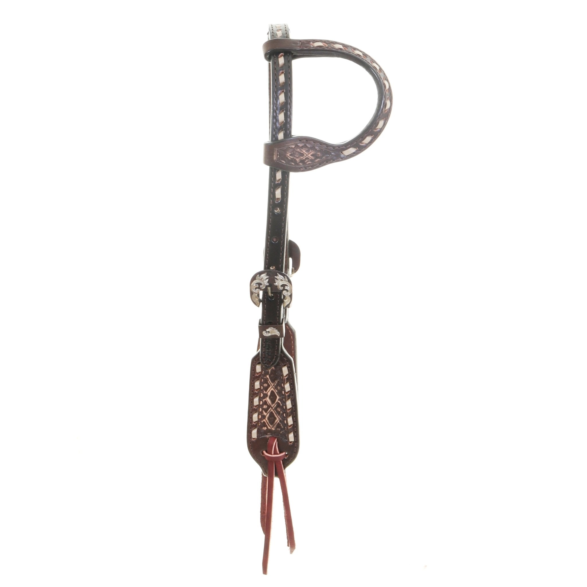 H913A - Brown Vintage Sing Ear Headstall - Double J Saddlery