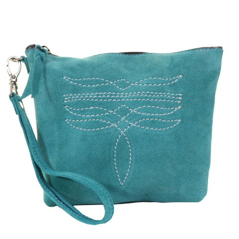 LMP33 - Turquoise Suede Makeup Pouch - Double J Saddlery