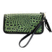 LZW59- Black & Lime Croc Zipper Wallet - Double J Saddlery