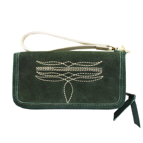 LZW63 - Forest Green Suede Zipper Wallet - Double J Saddlery