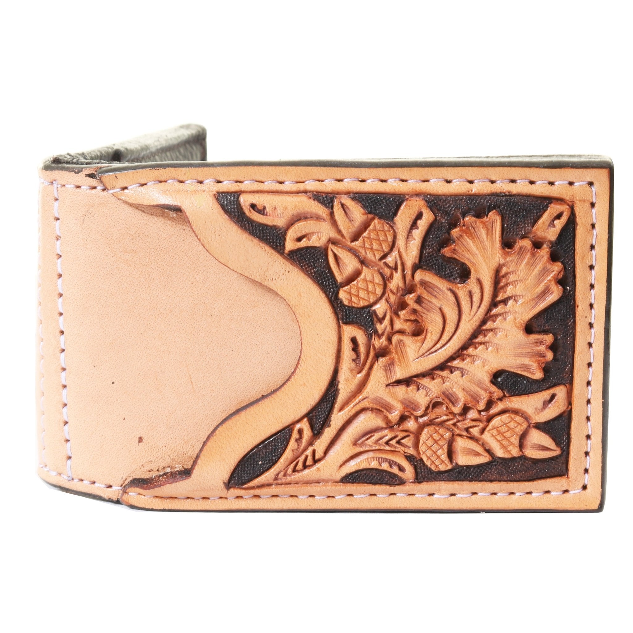 MC180- Natural Leather Money Clip - Double J Saddlery