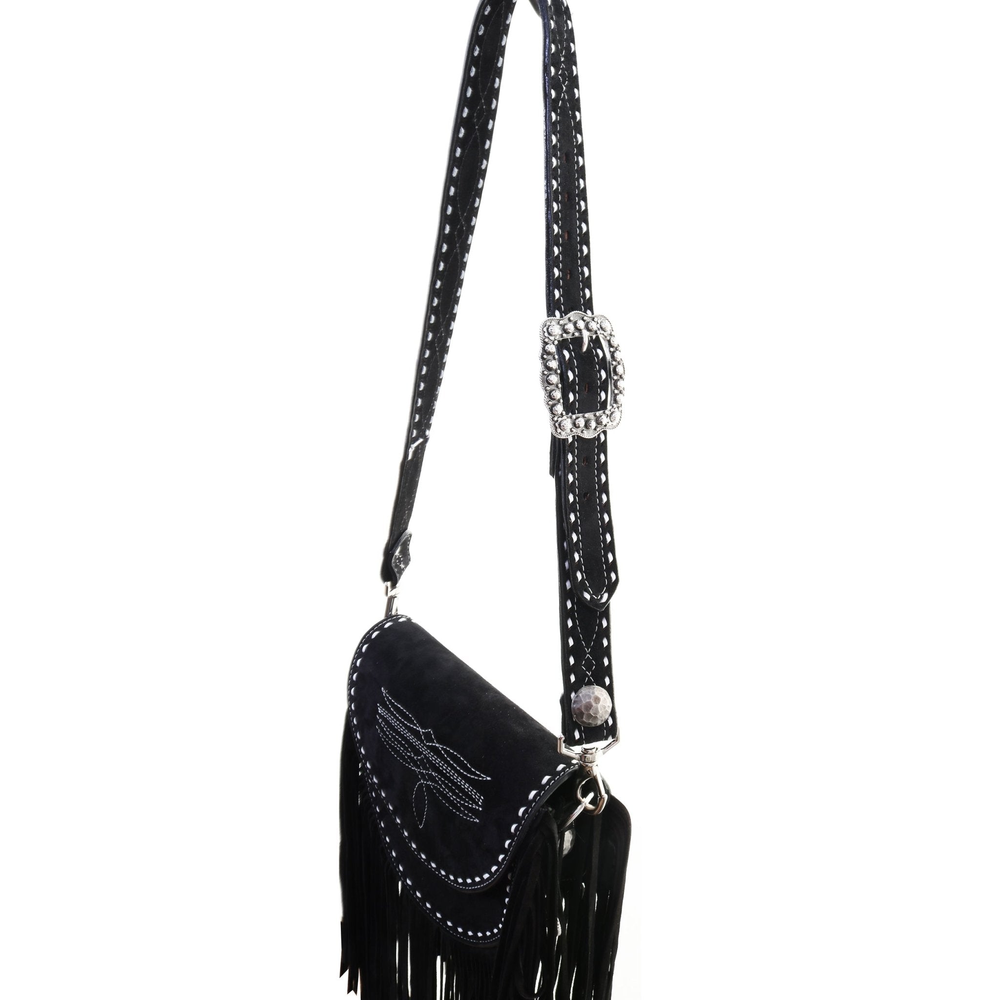 SB35 -Black Suede Saddle Bag - Double J Saddlery