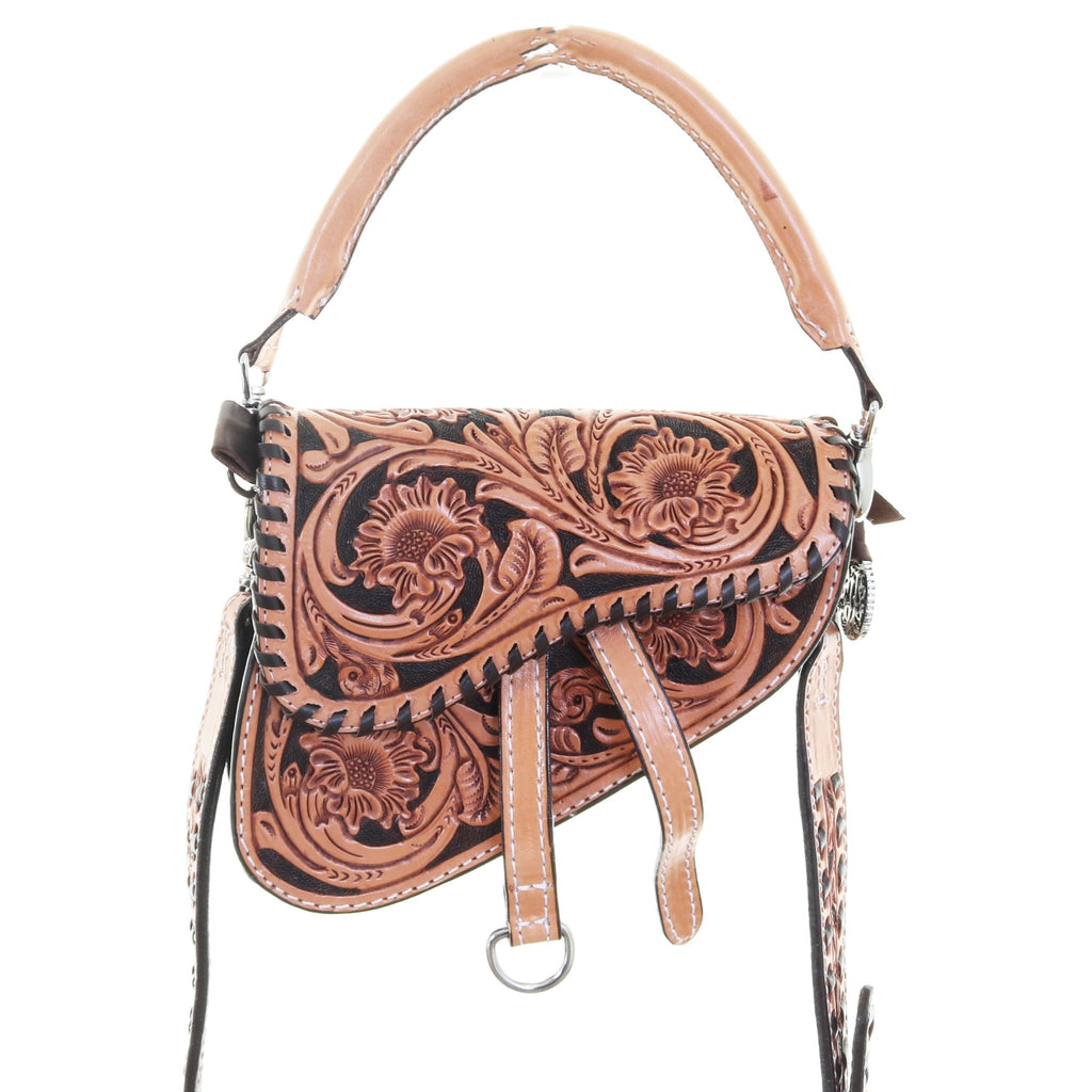 SPB05 - Small Floral Saddle Purse - Double J Saddlery