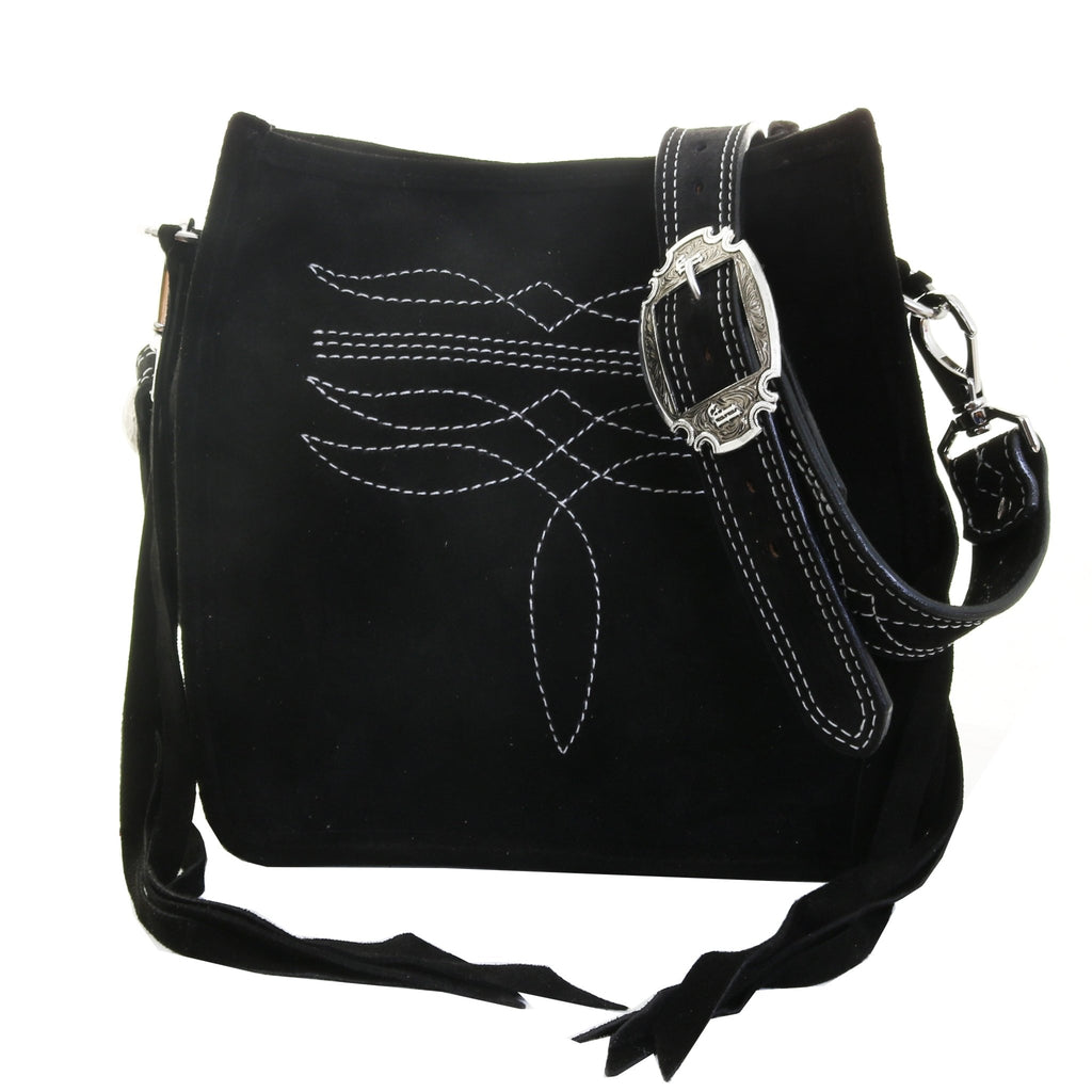 SQT26 - Black Suede Square Tote - Double J Saddlery