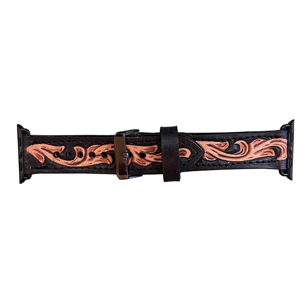 AWB22 - Floral Tooled Watch Band