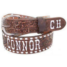 B086Sa - Brown Vintage Tooled Belt Belt