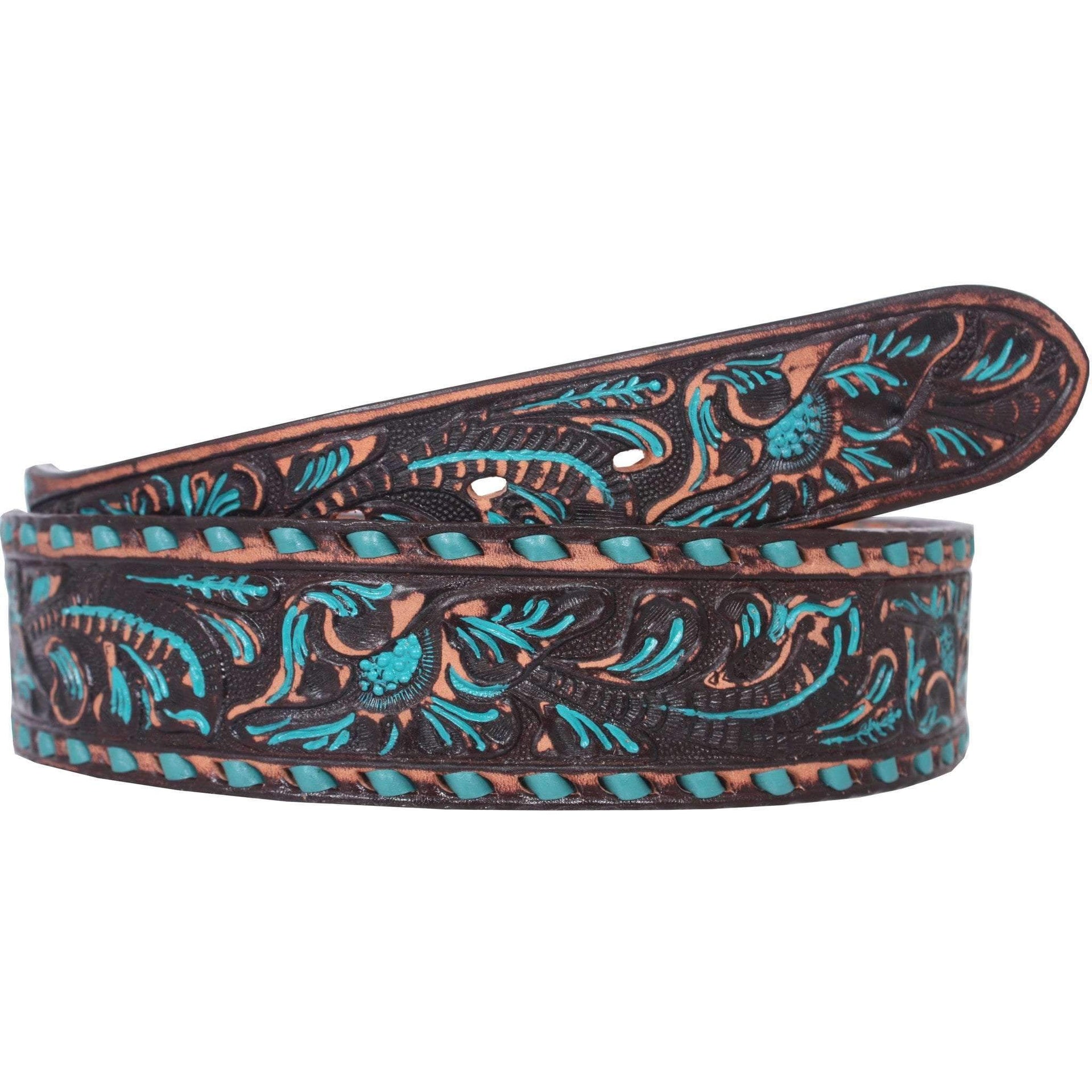 Feather Tooled Double J Women's Belt main image 1