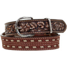 B1007 - Brown Rough Out Tooled Belt Belt