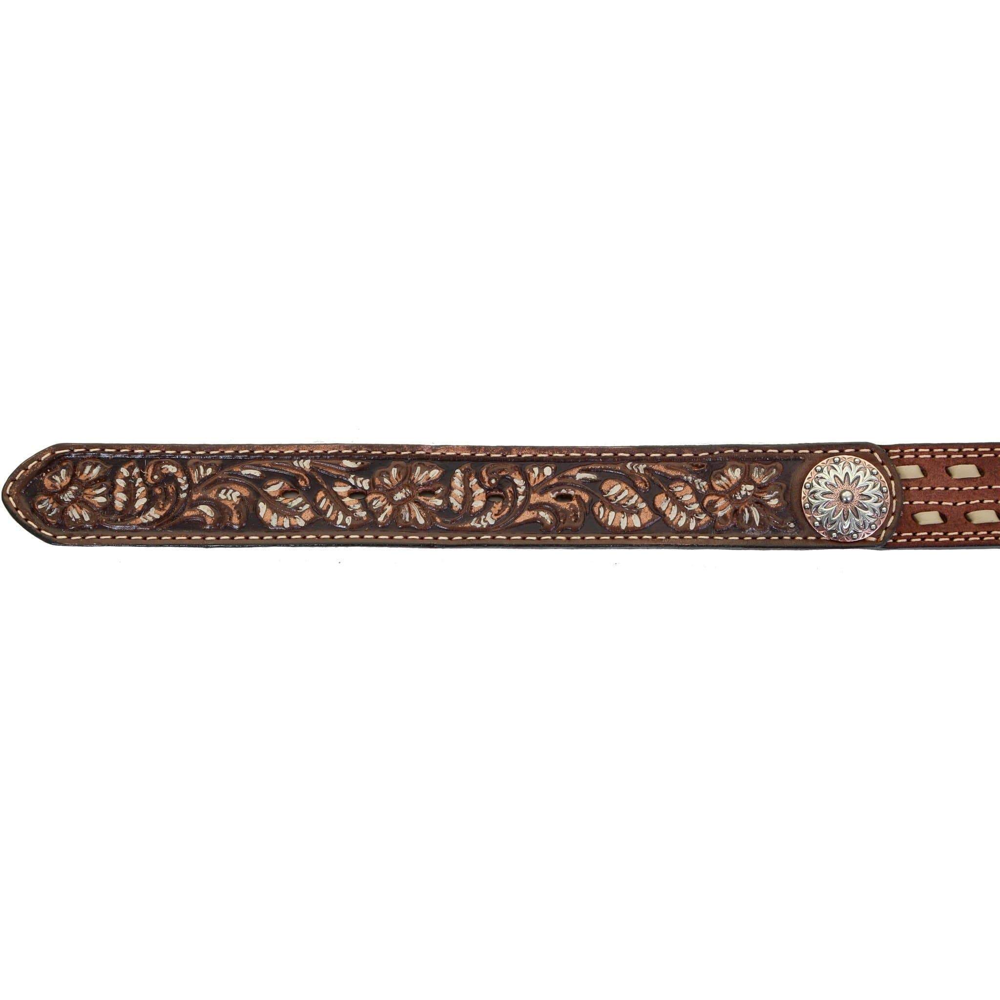 B1007 - Brown Rough Out Tooled Belt Belt