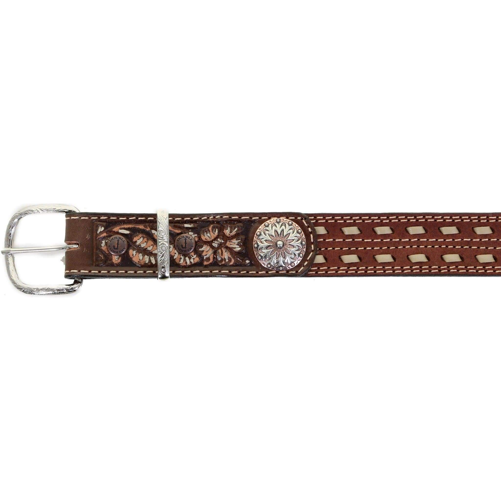 B1007 - Brown Rough Out Tooled Belt Belt