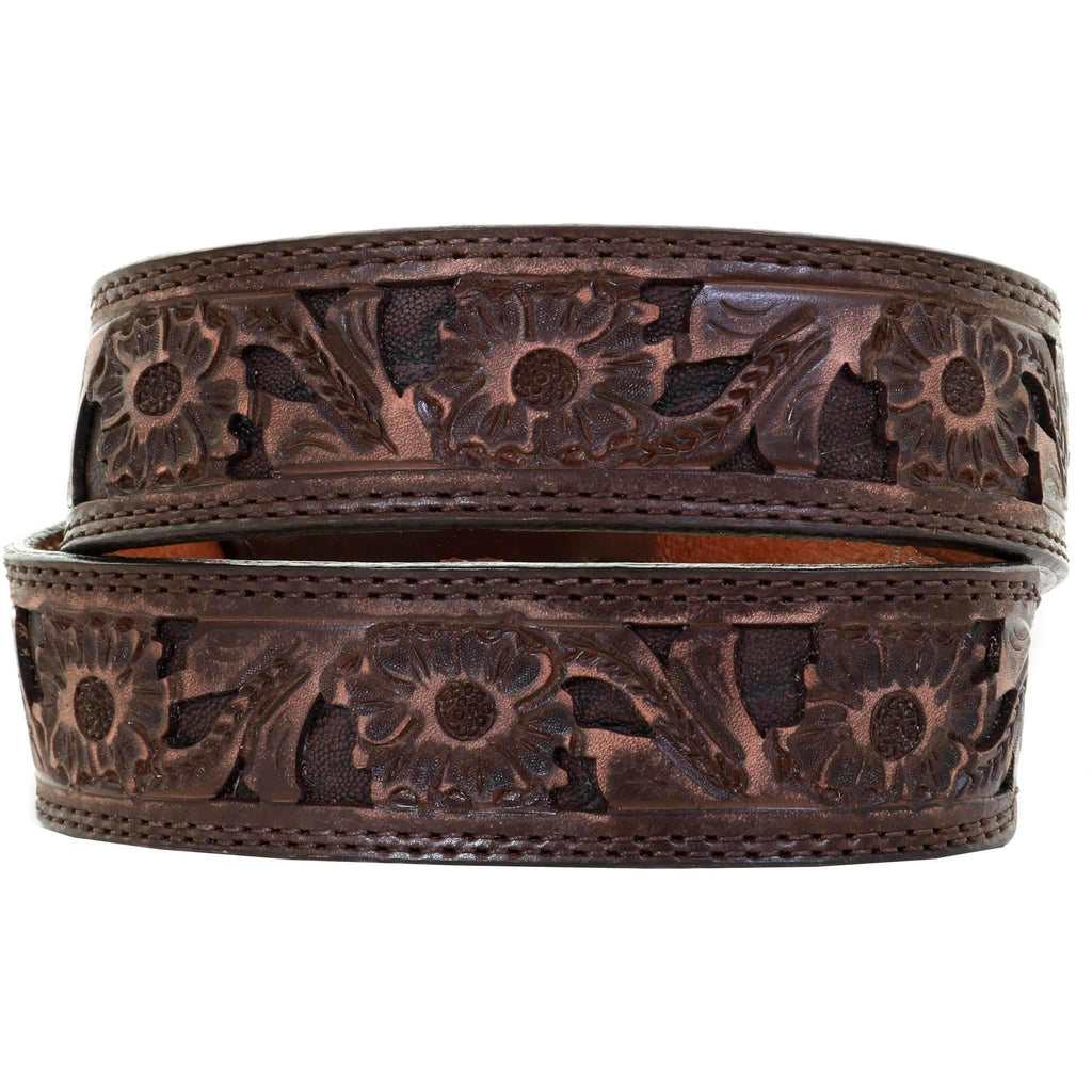 Antique Stamped & Carved Western Leather Belt Straps