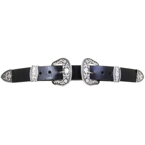 B1011 - Black Leather Belt With Two Buckle Sets Belt