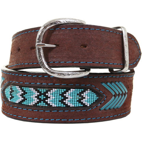 B1014 - Brown Rough Out Beaded Belt