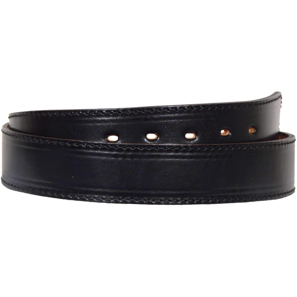 B104 - Black Stitched Leather Belt Belt