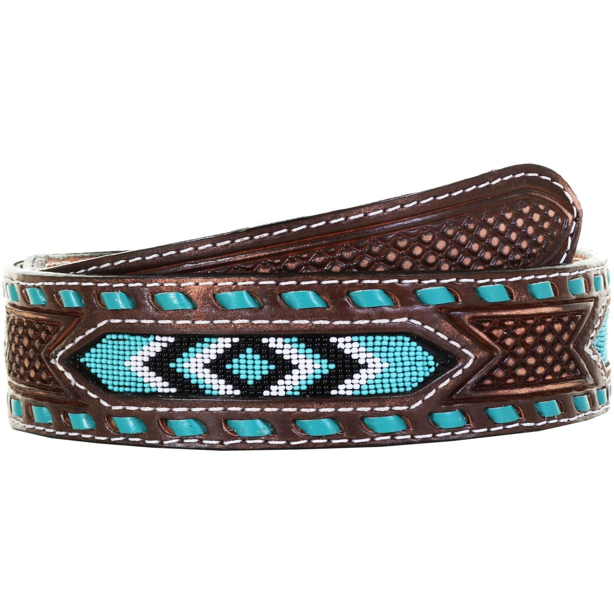 B1042 - Brown Vintage Beaded Belt - Double J Saddlery display picture 1